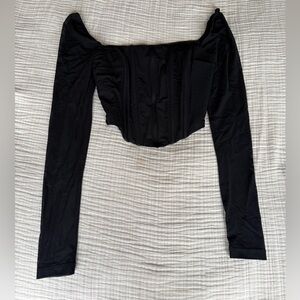 Princess Polly Black Long Sleeve Corset Top